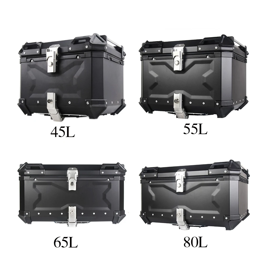 Motorcycle Rear Top Case Moto Luggage Storage Tail Box Waterproof Motorcycle Trunk Key Lock Tool box Aluminum 45L/55L/65L/80L