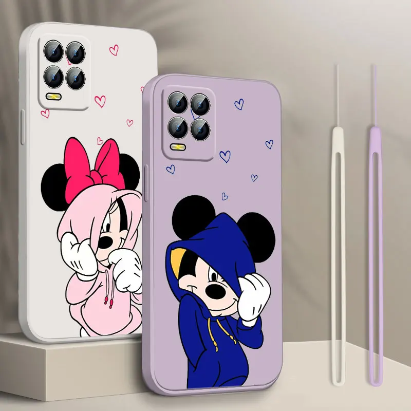 

Disney Mickey Mouse Phone Case For Realme Q3S GT 2 S7 ST S2 C25Y C21Y C11 C17 Narzo 50A 50i 30 20 Liquid Rope Funda Cover Soft