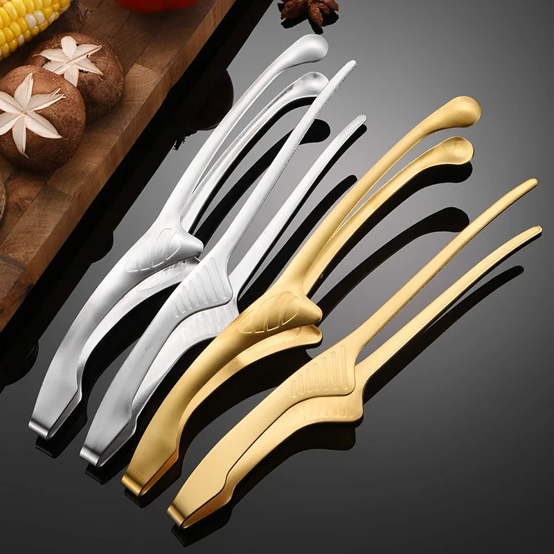 

Stainless Steel Barbecue Clip Korean Barbecue Shop Manager Clip Golden Food Clip Thick BBQ Clamp Hot Pot Public Chopsticks Clip