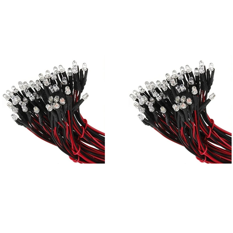 

10 Pcs 12V 20Cm LED Pre Wired 3Mm White & 10 Pcs 12V 20Cm LED Pre Wired 3Mm Red