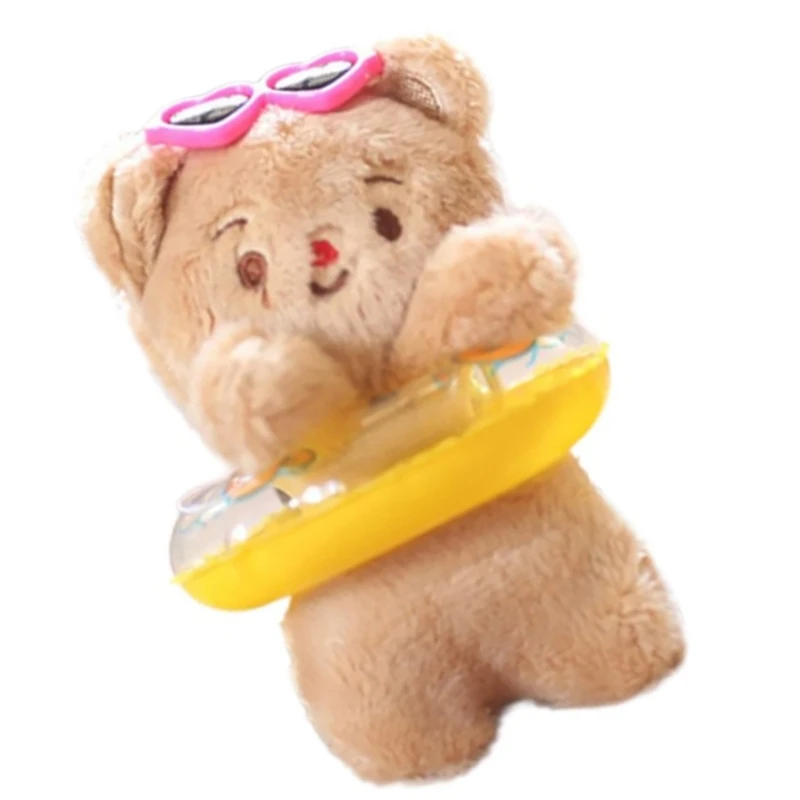 Очаровательный желтый медведь плавающее кольцо кулон брелок-брелок с плюшевой