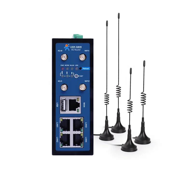 

USR-G809-EAU Europe & Australia 2.4G& 5G WiFi Industrial LTE cellular 4G VPN router with IO controller and serial ports