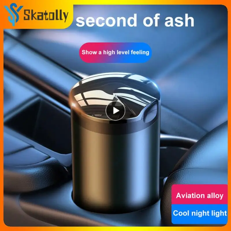 

Universal Led Smoke Car Ashtray Aluminum Smokeless Auto Ashtray Cigarette Ash Holds Cup With Led Light Portable Car Ashtray