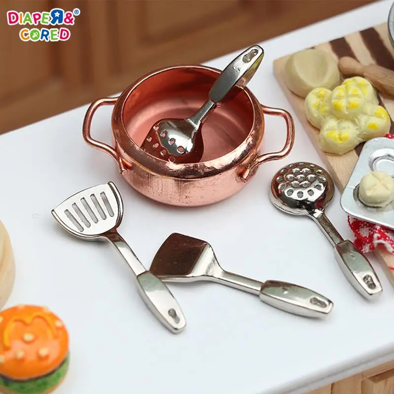 

1:12 Dollhouse Kitchen Utensil Vertical Hanging Spoon Spatula Spoon Colander Set For Doll House Furniture Decor Kids Pretend Toy