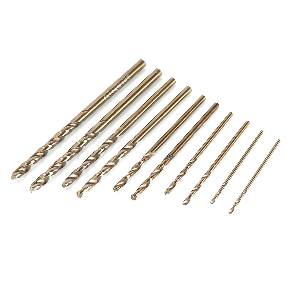 

10pcs HSS-Co M35 Cobalt Drill Bit Straight Shank Twist Drill Bits 1mm 1.5mm 2mm 2.5mm 3mm For Metal Stainless Steel Drilling