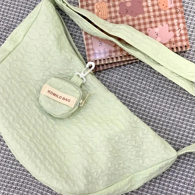 Summer Simple Green Beige Handbags Korean Fashion Dumpling Crossbody Bags For Women Summer Beach Large Capacity Handbag FEMME