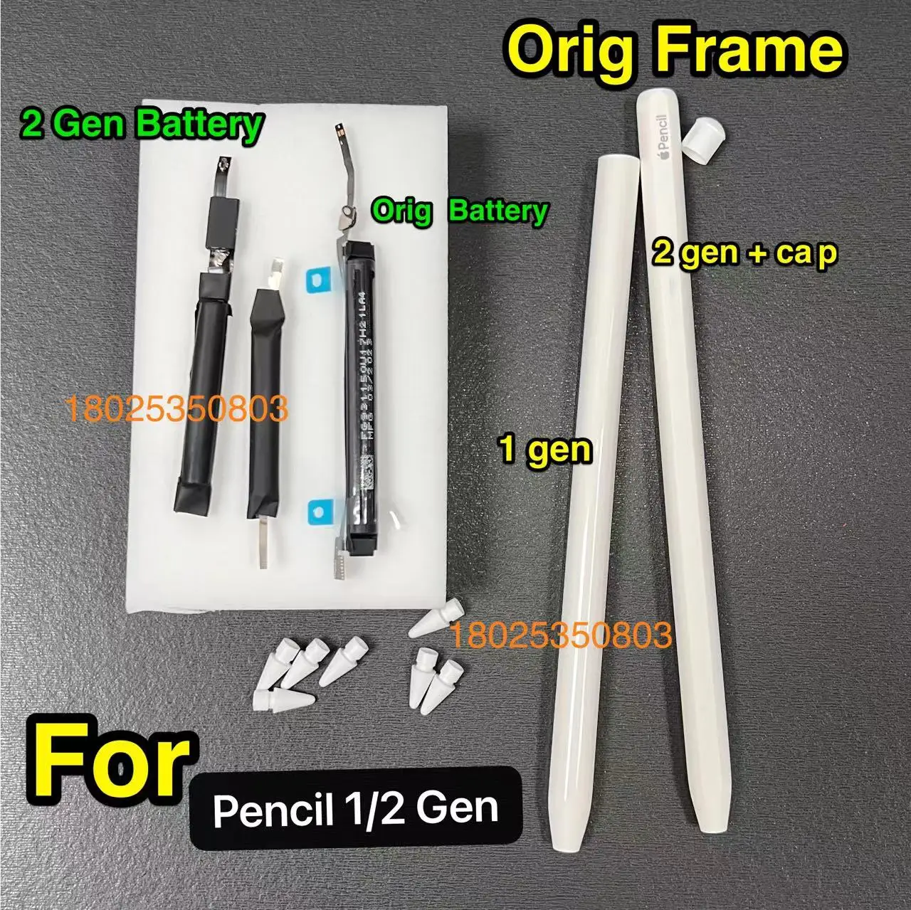 Barrel 1 Apple Pencil Battery Charger 2 Pencil Replacement Batteries Refill 1st 2nd