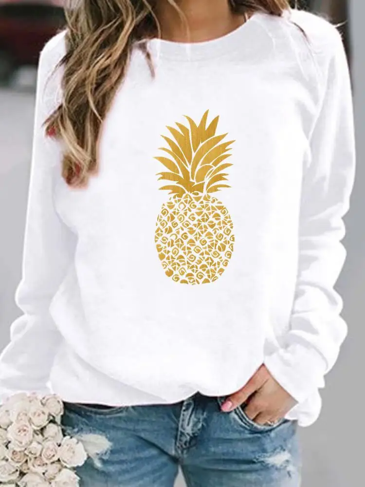 

Woman Autumn Spring Print Female Pullovers Women Pineapple Fruit Printing Clothing Ladies Hoodies Casual Graphic Sweatshirts