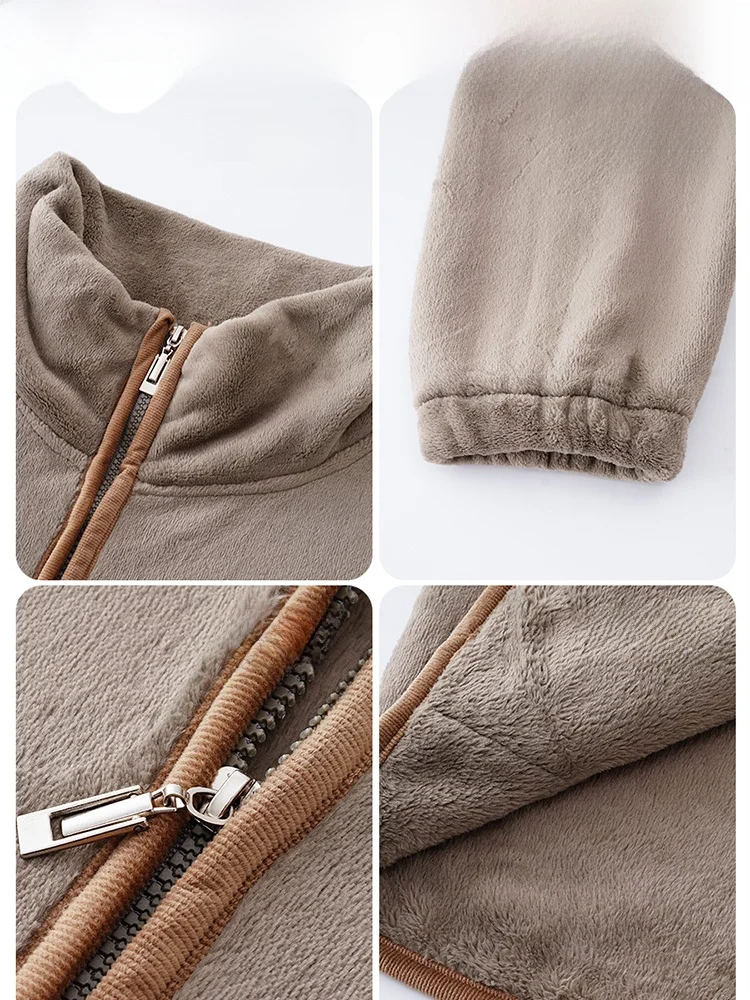  Men's Pajamas Winter Coral Fleece Thickened Fleece-lined Autumn and Flannel Plus size Casual Home