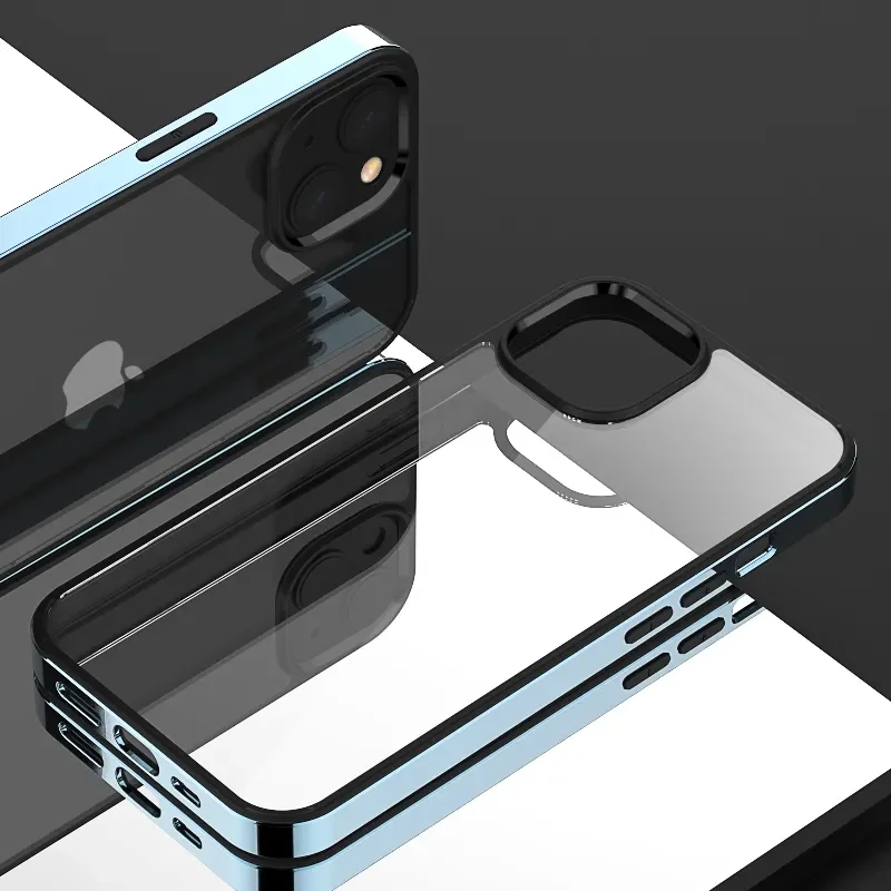 

Прозрачный чехол с гальваническим покрытием для iPhone 13 Pro MAX, чехол 3 в 1, мягкий ударопрочный чехол с 13 краями для iPhone 13 Mini