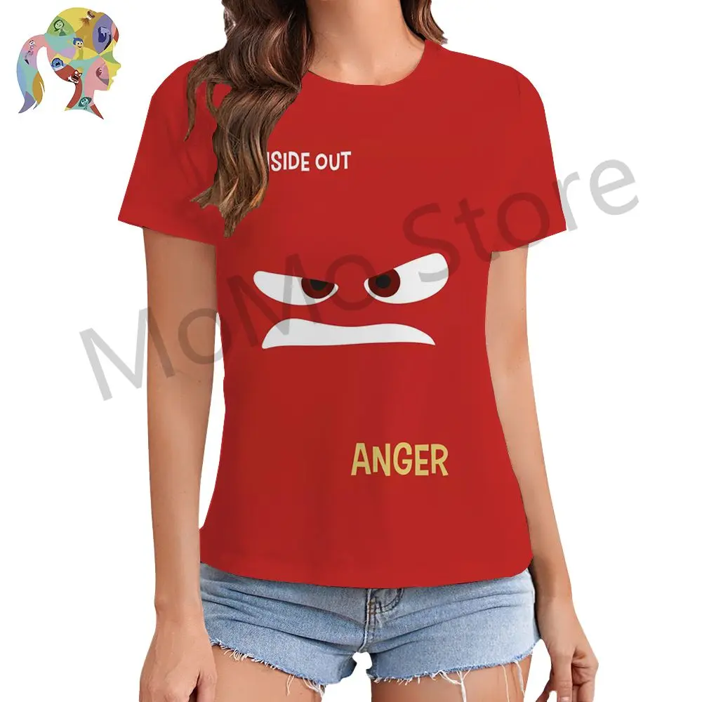 Disney Inside Out Kawaii Women's T-shirt Lovely O Neck Summer Y2k Streetwear Cheap Clothes Leisure Tops New 2024 XS-3XL 3D Print