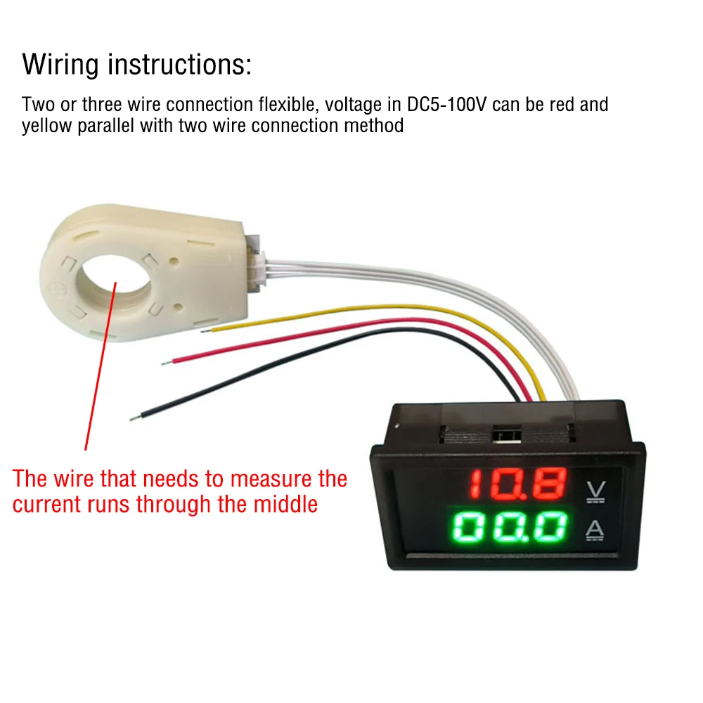 

DC0-300V 50A 100A 200A 400A DC Current Transformer Hall Sensor Bidirectional Current Voltage Current Meter Tester Dual LED Panel