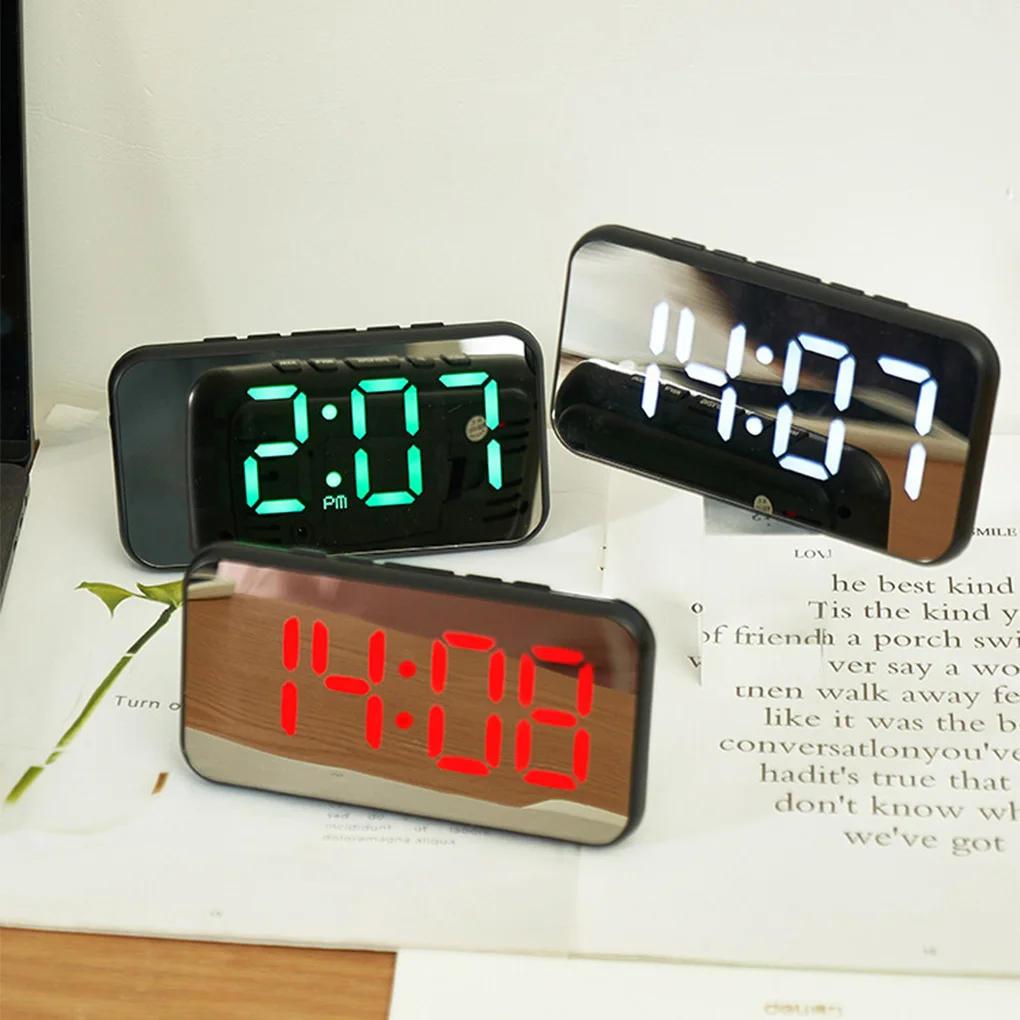 

New Alarm Clock LED Digital Adjustable Snooze Thermometer Electronic 2 Gear Bedroom Battery Operated/USB Time Calendar