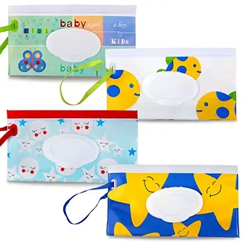 Baby Wipe Dispenser Portable Wipe Bags Refillable Baby Wipes Container Wipe Holder Reusable Travel Wet Wipe Pouch 1