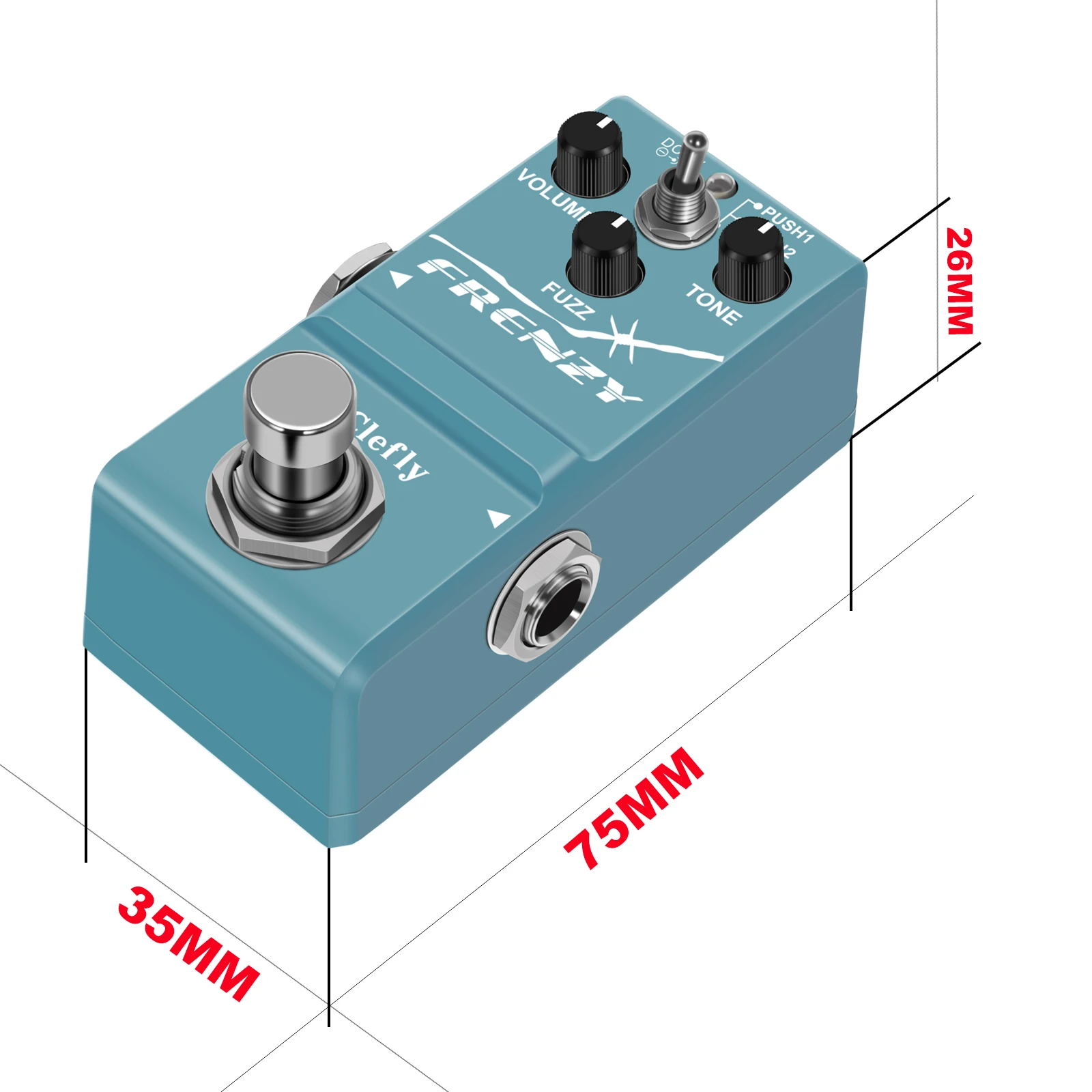 Clefly LN-322 FRENZY Mini Guitar Pedal Classic Fuzz Tone Creamy Violin-Like Sound Mini Full Metal Shell 2 Modes For Bass Guitars