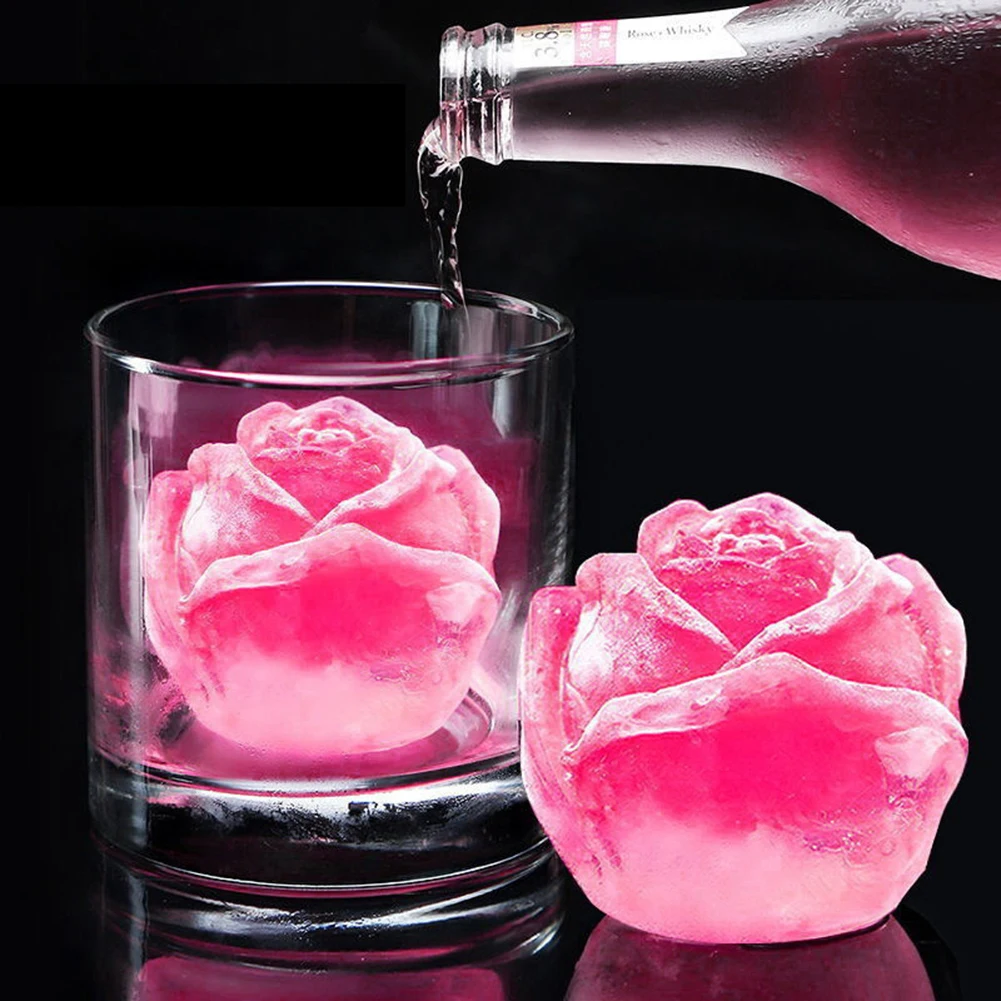 

1pcs 3D Rose DIY Ice Maker Ice Cube Tray Multi Purpose Food Grade Silicone Pudding Ice Cream Mold for Whiskey Wine Kitchen Tool