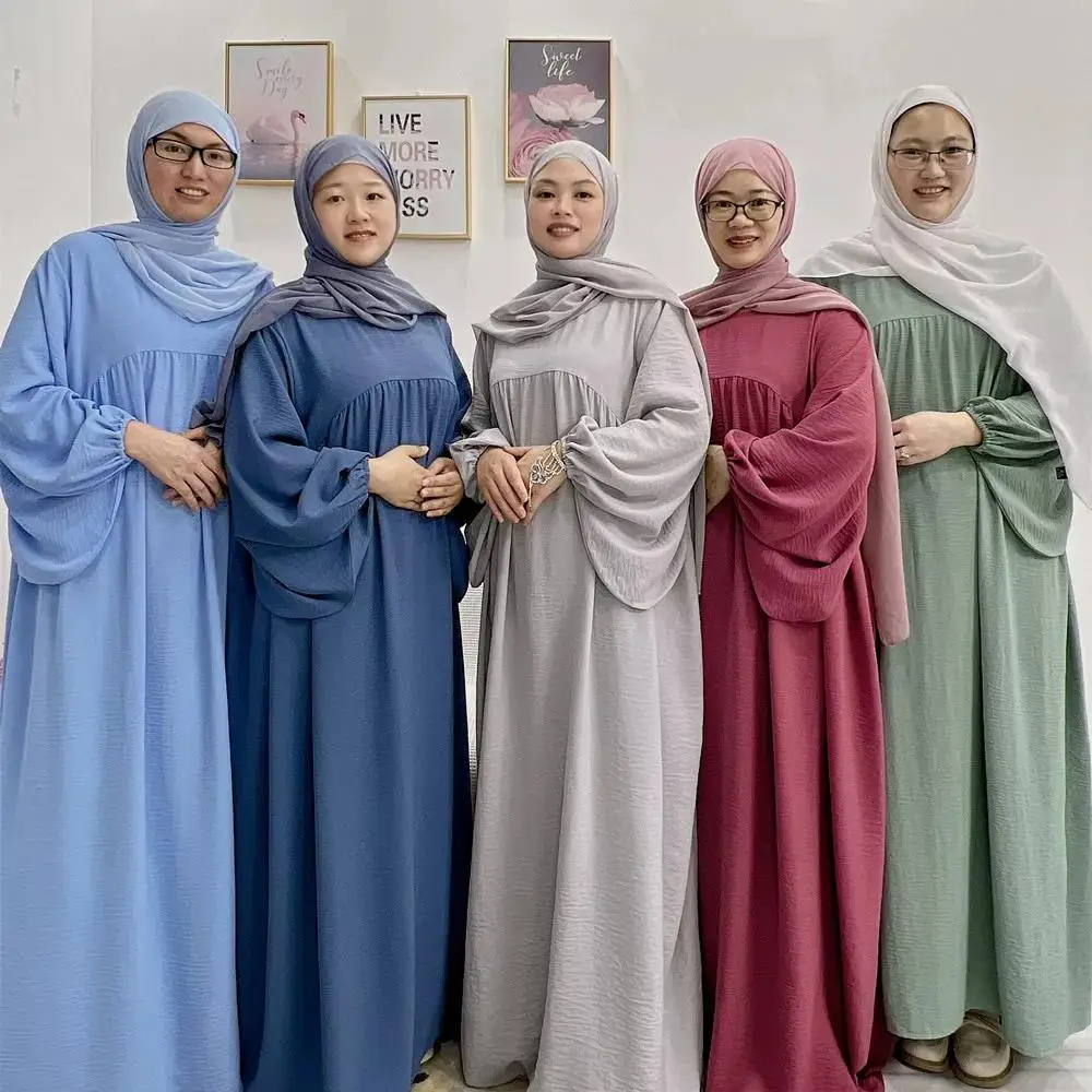 

Modest Abaya Eid Ramadan Women Muslim Casual Maxi Dress Dubai Prayer Garment Clohting Gown Turkey Islamic Robe Jilbab Vestidos