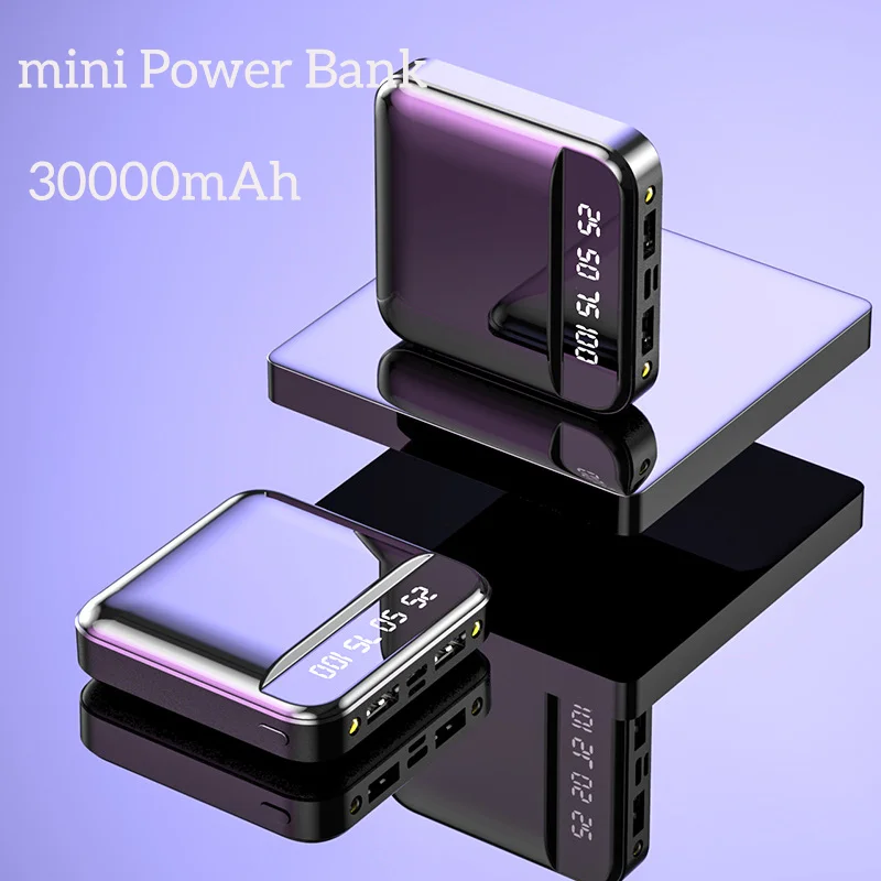 

30000mAh Portable Power Bank Mini External Battery Charger for iPhone Xiaomi Huawei Power Bank Type-C LED with Digital Display