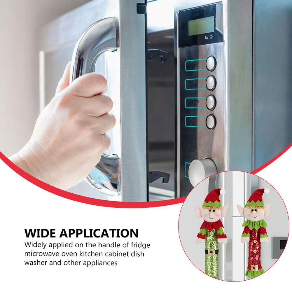 

1pc Christmas Refrigerator Handle Cover Cloth Santa Cover Handle Fridge Door Oven Microwave Door Protector Kitchen Knob X3P5