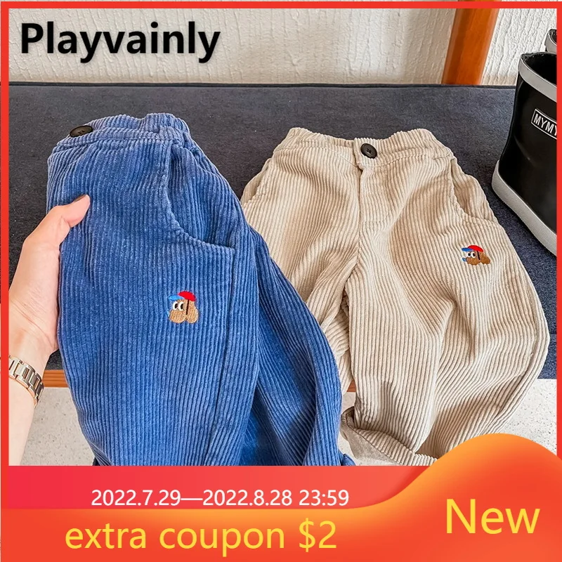 

New Autumn Baby Girl Pants Blue Beige Elastic Waist Harem Pants Corduroy Casual Pants Baby Clothes E122505