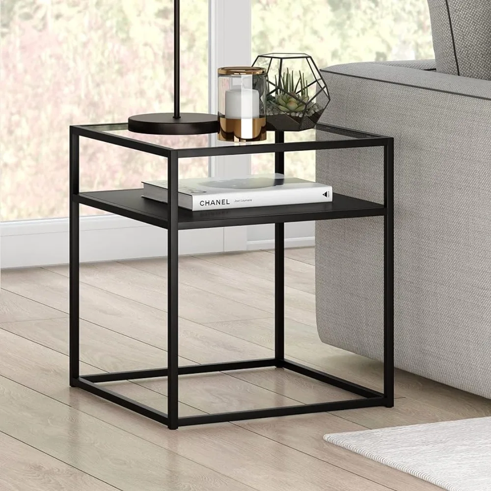 Coffee Tables Free Shipping Side Table Ada 20'' Wide Square Side Table in Blackened Bronze Furniture Living Room Home