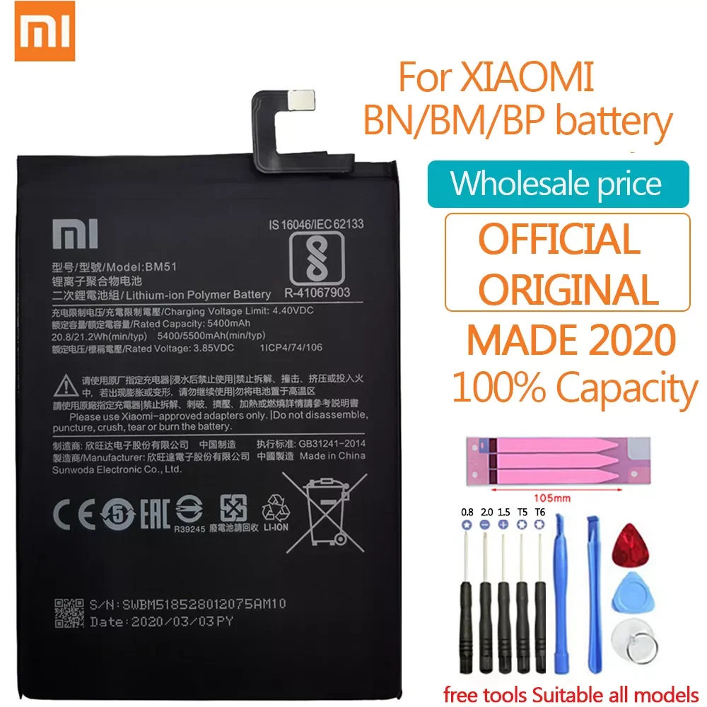 

Original Replacement Battery For Xiaomi Mi A3 Redmi Note Max 2 3 4 4X 4A 5 5A 5S 5X 6 6A 7 8 9T K20 Pro Plus batteries
