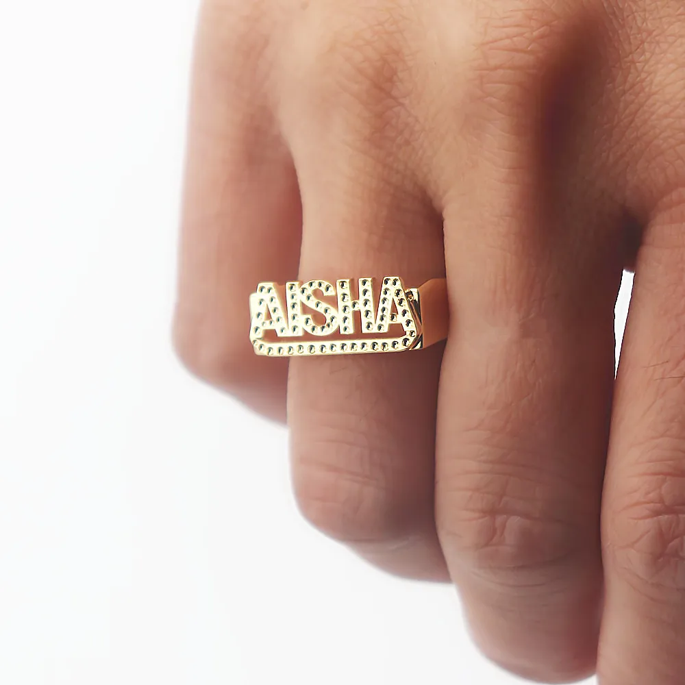 Hip Hop Thump Custom Name Rings For Women Men Punk Jewelry Personalized Name Band Chunky Statement Ring Christmas Gift