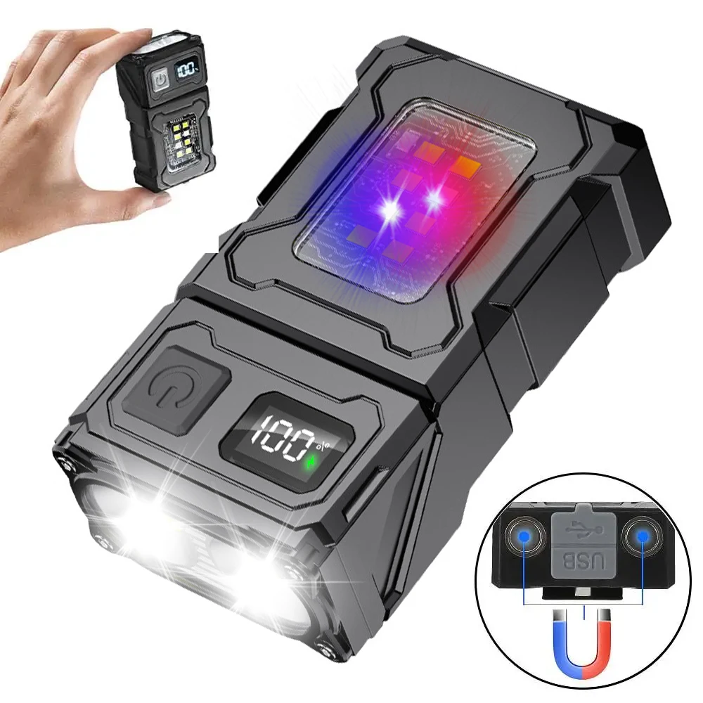 E2 USB Перезаряжаемый светодиодный фонарик портативный магнитный супер яркий