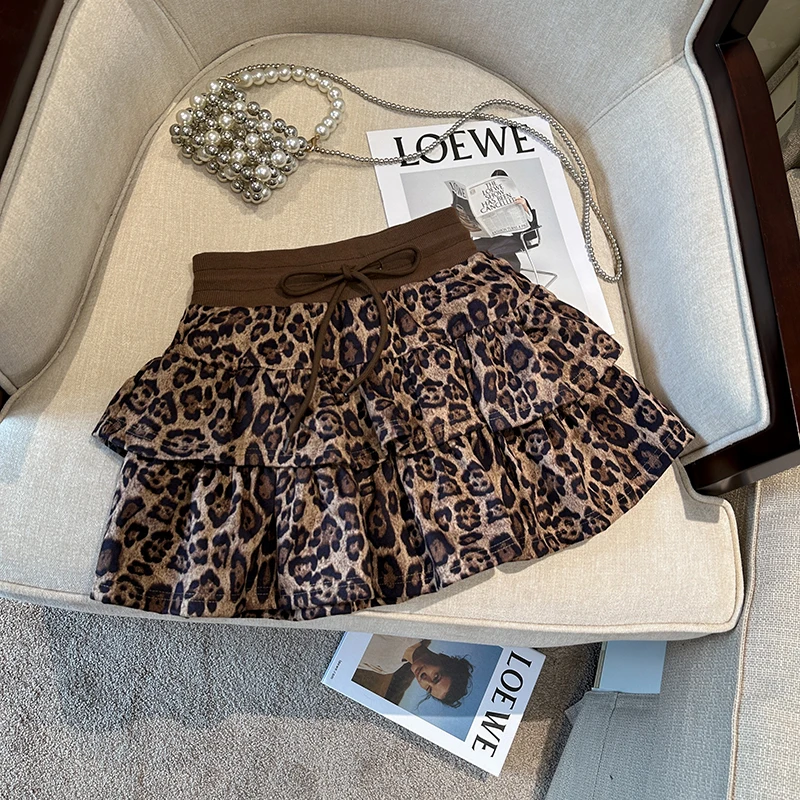 Пышная короткая юбка с оборками и на шнурке для женщин новинка зимы 2025 года