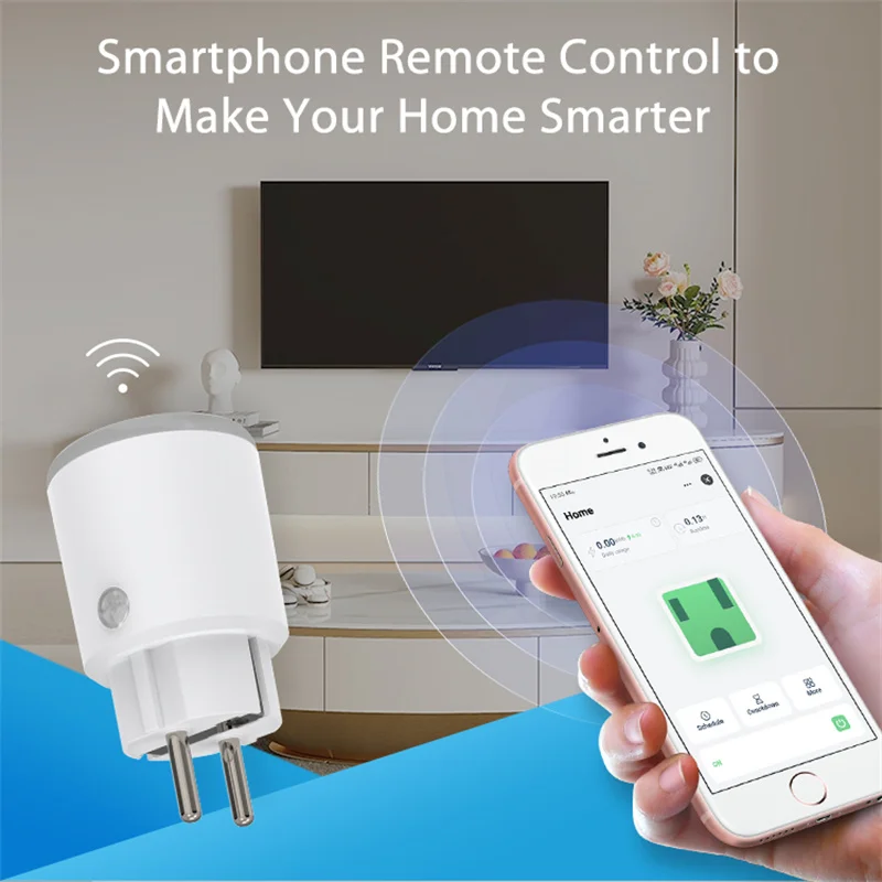 Tuya Smart New Matter Plug с мониторингом мощности 16A EU/US/FR/UK Outlet работает Homekit Alexa Google Home SmartThings