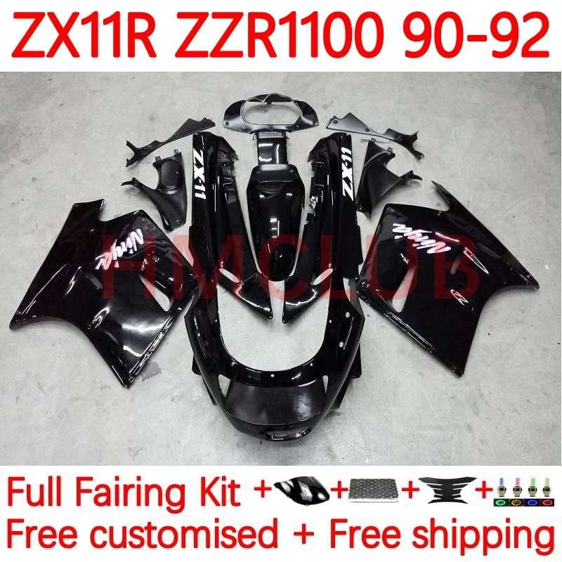 

Body For KAWASAKI NINJA ZX-11R ZX 11R ZX11 ZX-11 R ZZR1100 ZX11R 1990 1991 1992 ZZR 1100 90 91 92 Fairings 72No.1 glossy black