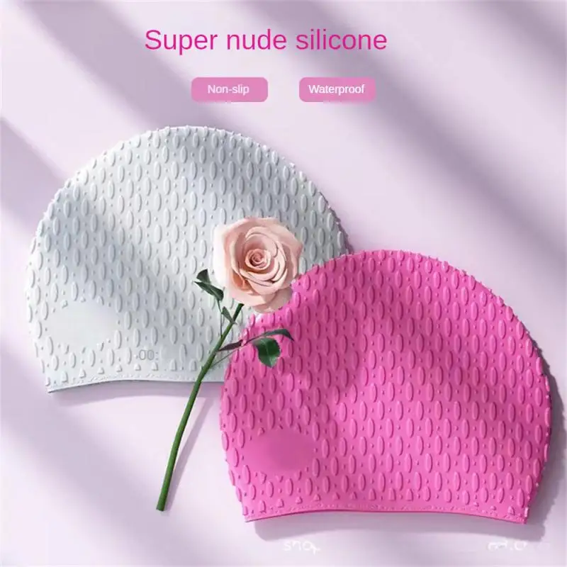 

Concave Pattern Inside Swimming Pool Cap Light And Easy To Carry Silicone Bubble Particles Silicone Cap Larger Elastic Area