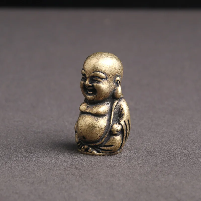 Ретро латунный большой живот Смеющийся Будда Защита мира статуя для дома