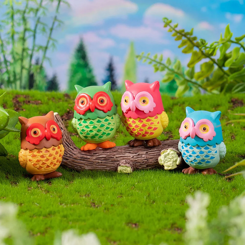 4 шт. украшения маленькие игрушки для птиц реалистичные фигурки совы садовая