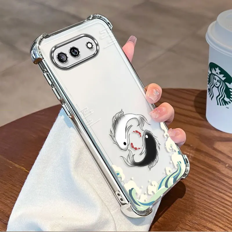 Фото Защитный чехол с покрытием для Google Pixel 10A Pixel 10 Pro XL, чехол из ТПУ с противоударной защитой по четырем углам и узором в виде рыбы. №1