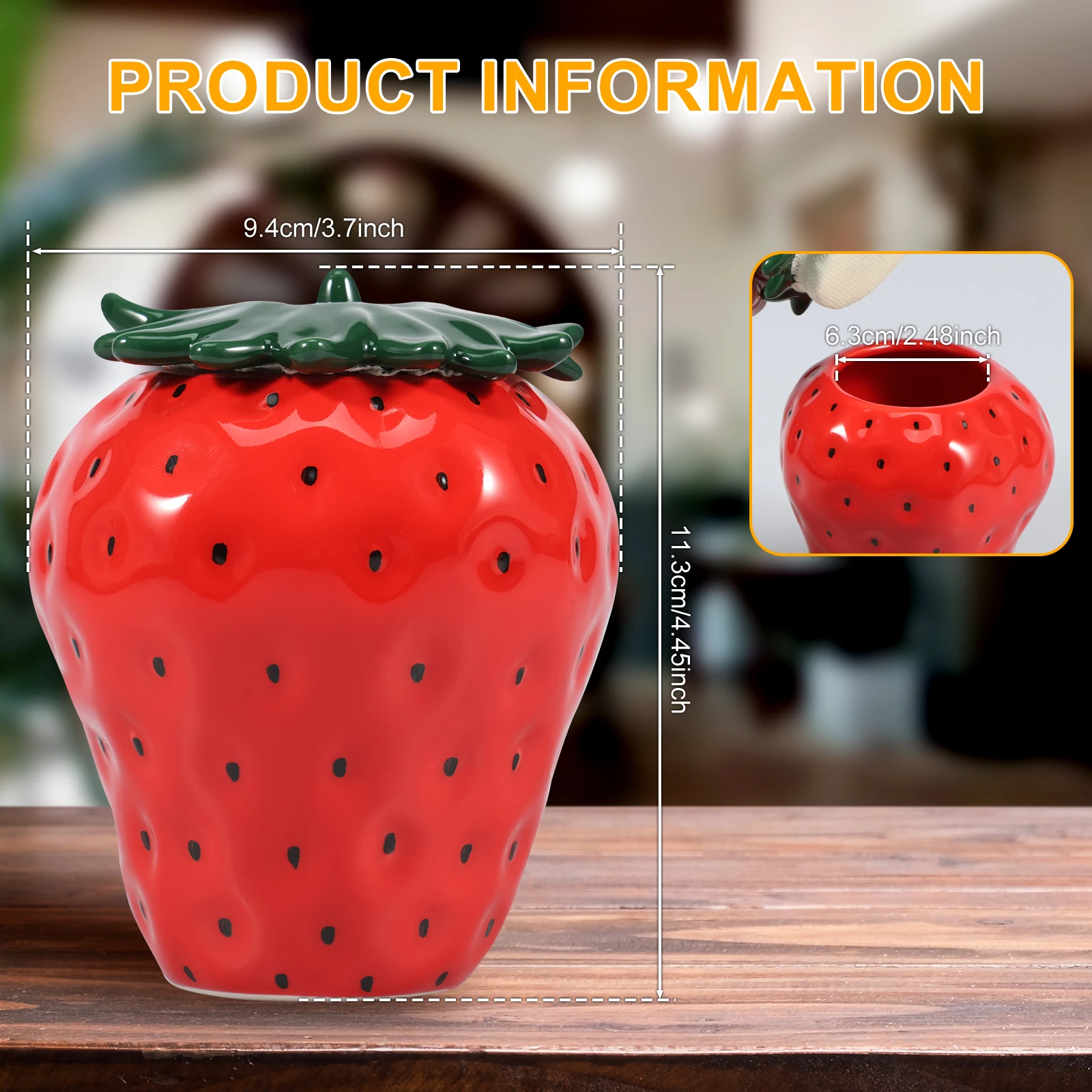 Симпатичная Керамическая Банка В Форме Клубники С Крышкой