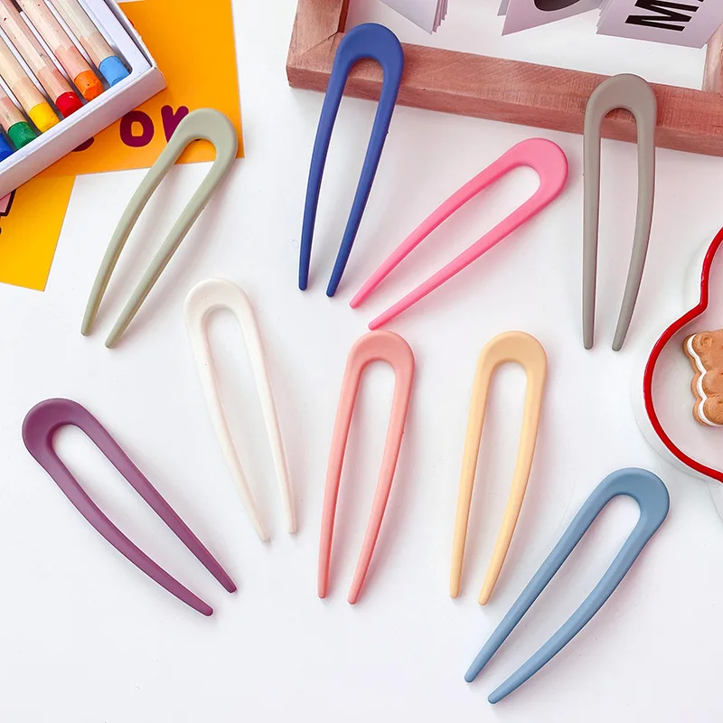 

Simple Candy U-shaped Hair Clips Rainbow Hair Pins Barrettes Sticks Korean Hairgrips for Women Girls Bun Hair Accessories