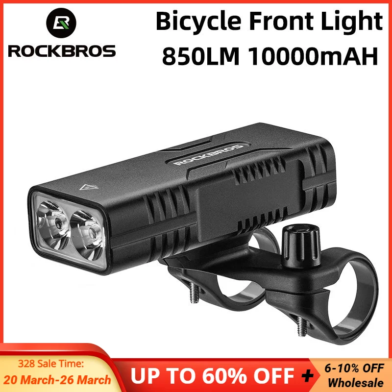 

ROCKBROS 850LM 10000mAH Bicycle Light Aluminum LED Lamp Headlight Camping Lanterns Bike Front Light MTB Road Cycling Flashlight