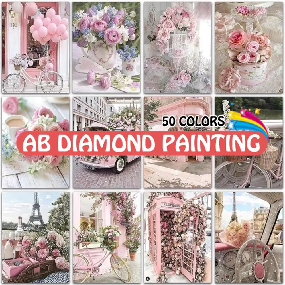 Diamond Painting New Arrivals Flower Bike Embroidery Full Square/Round Drill Cross Stitch Scenery Rhinestones Mosaic Home Decor