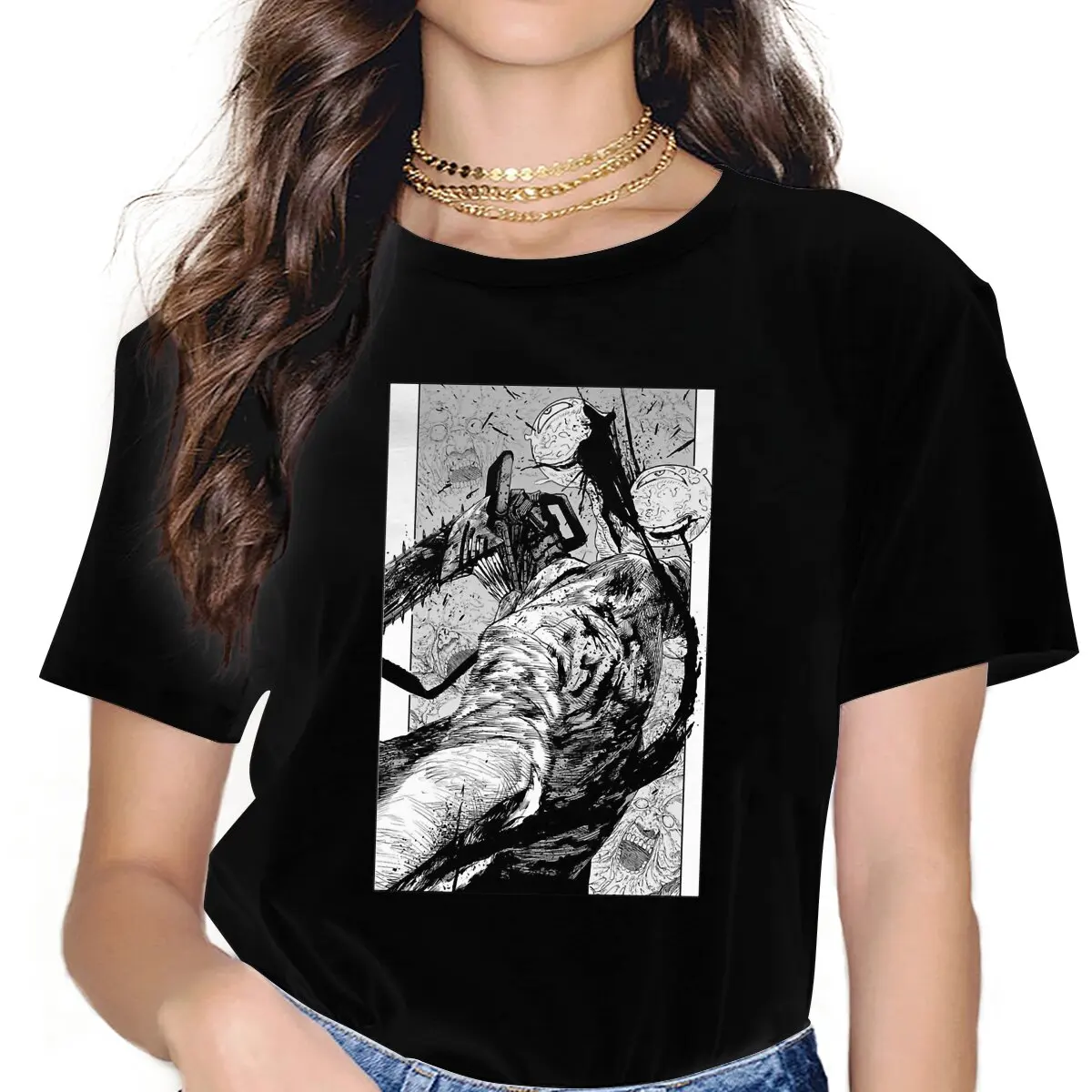 

Chainsaw Man Anime Denji T Shirt Vintage Fashion Women's Tshirt O-Neck