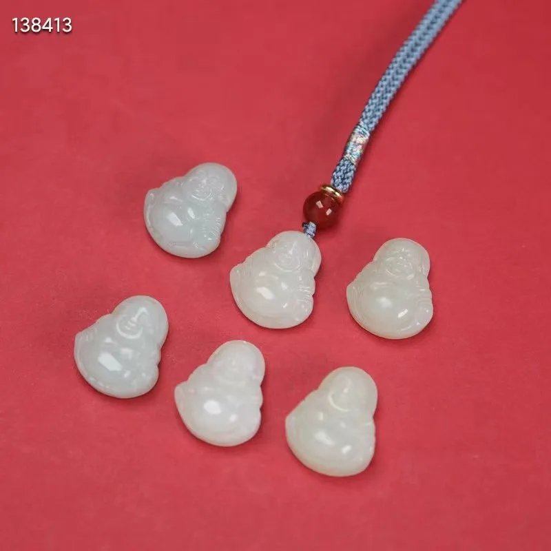 Новый натуральный 100% настоящий белый нефритовый кулон Будды с гравировкой
