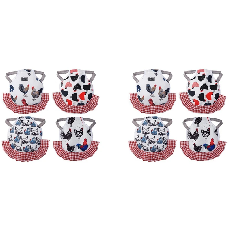 

8Pcs Standard Chicken Saddle,Chicken Jacket Straps,Hen Apron Feather Fixer With Elastic Strap,Wing Back Protector Suit