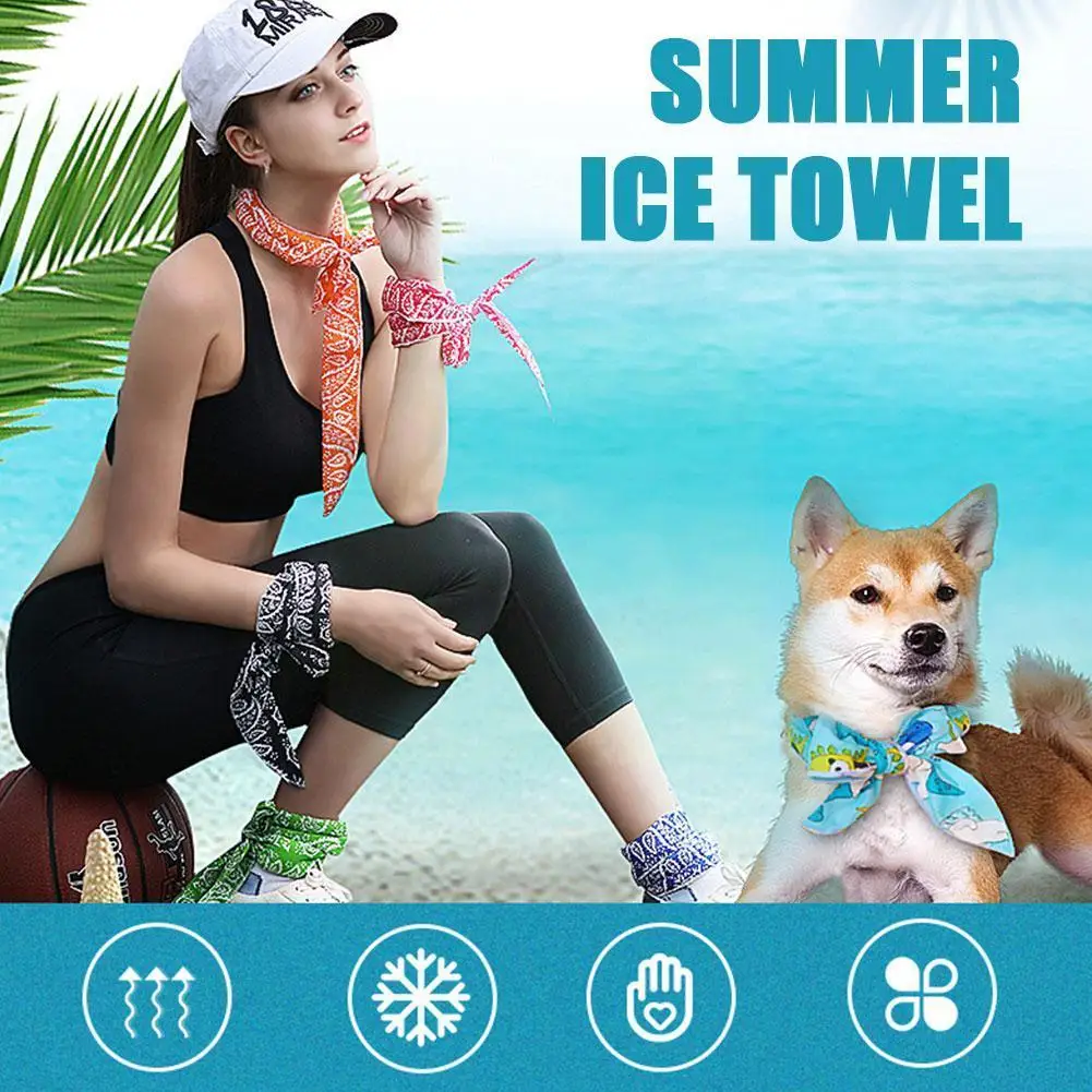 

Summer Neck Cooler Head Scarf Body Ice Cool Wrap Tie Summer Bandana Wrist Headband Towel Sports 5*100 Cm Band U8L5
