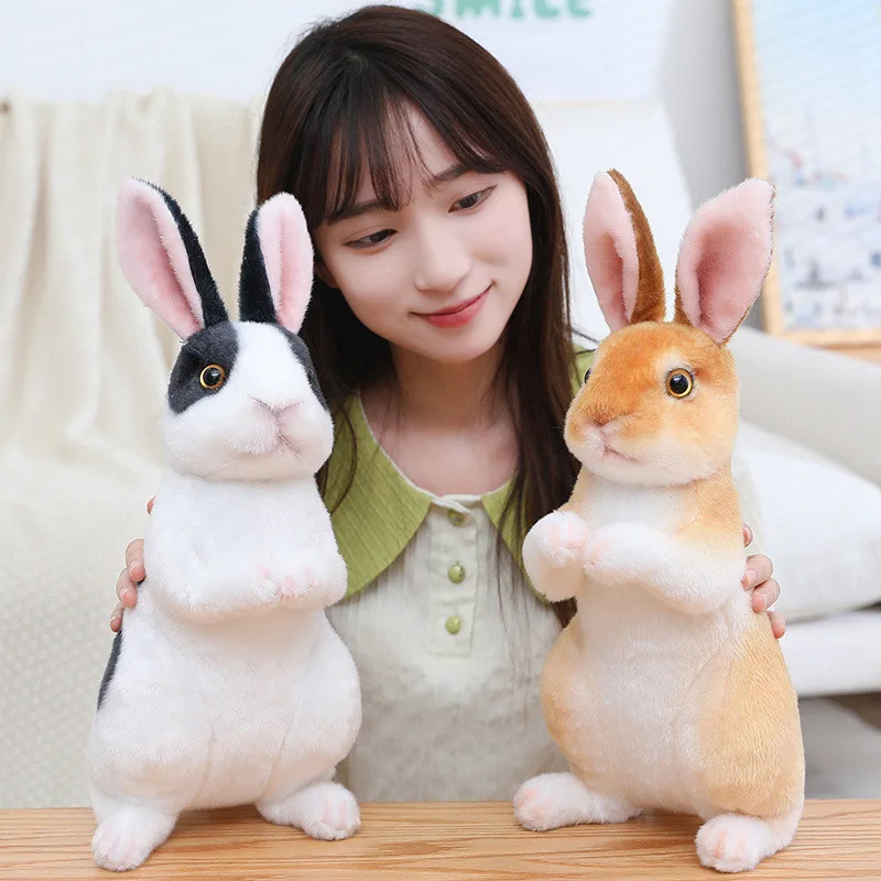 

24cm Simulation Kawaii Rabbit Plush Toy Long Ears Realistic Bunny Stuffed Soft Back Cushion Kid Birthday Gift