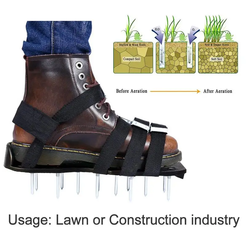 

Aerator Shoes Anti-slip Spike Sandals With Straps One-Size-Fits-All Aeration Tool For Yard Patio Garden Grass Lawn Aerating