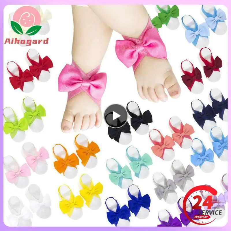 

0-12 Months 20 Colors Newborn Baby Foot Decoration Bow Baby Solid Color Bow Feet Infant Footwear Kids Accessories Baby Gifts