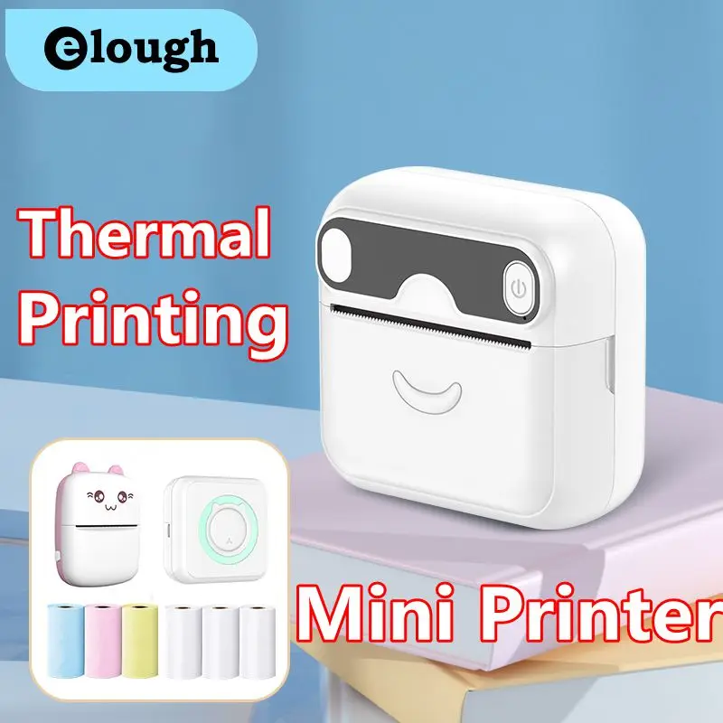 

Мини-принтер для этикеток Elough, портативный беспроводной термокарманный термопринтер, самоклеящиеся наклейки для «сделай сам», бесшнековый принтер