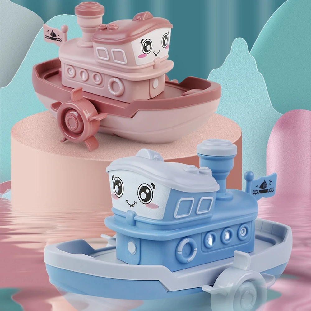 

Cartoon Ship Baby Bath Toys Swimming Bath Clockwork Toy Cute Boat Wound-Up Baby Bath Tub Beach Water Bath Toy for Kid Gifts