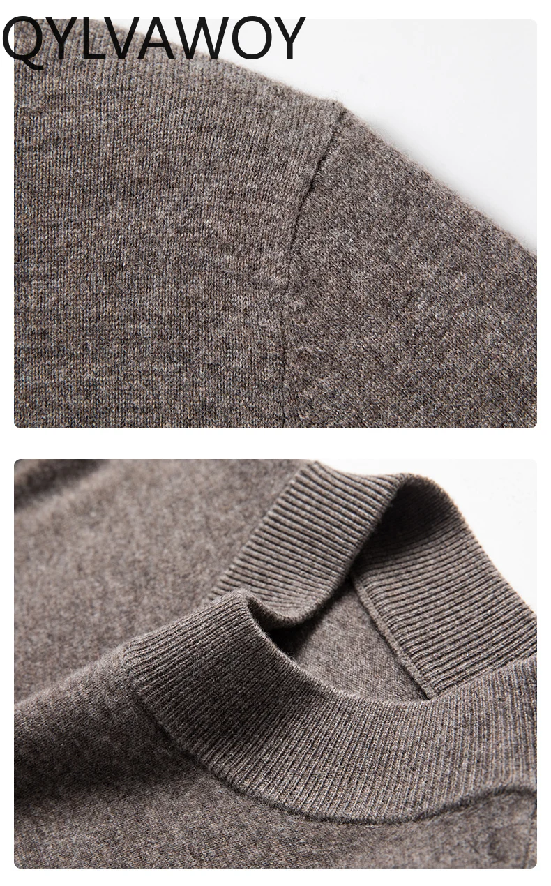 QYLVAWOY 100% кашемировая мужская одежда пуловеры утепленный свитер с ложным