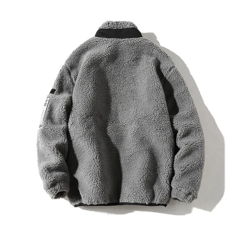 Couple Models Imitation Lamb Velvet Stand-up Collar Warm Jacket Autumn and Winter All-match Coat Mens Korean Fashion Clothes